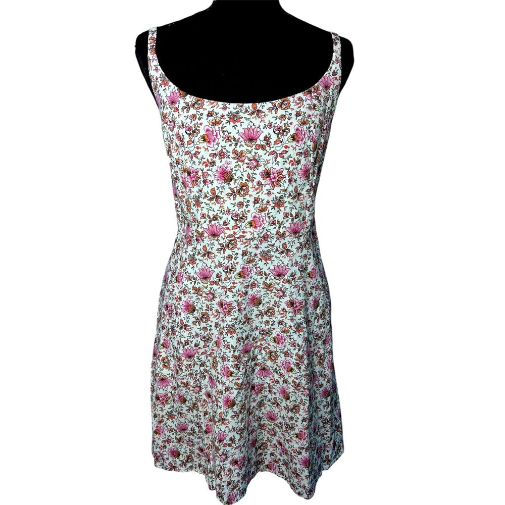 Old Navy Womens Floral Mini Dress‎ Sz M Cottagecore Linen Garden Party Vibrant